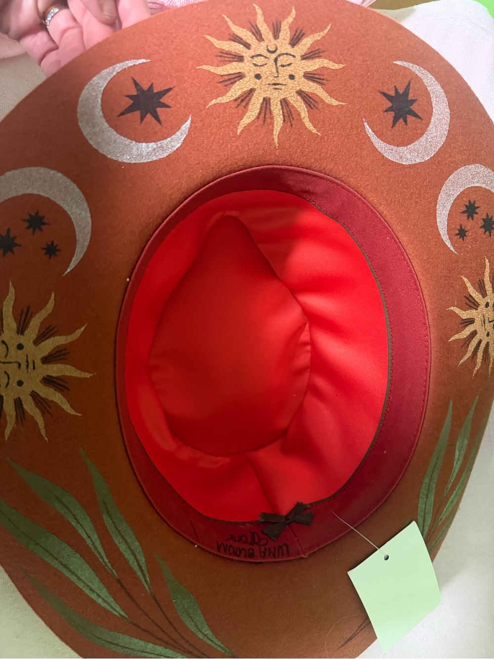 NWT Lulu Bloom Felt Wide-Brim Hat in Rust